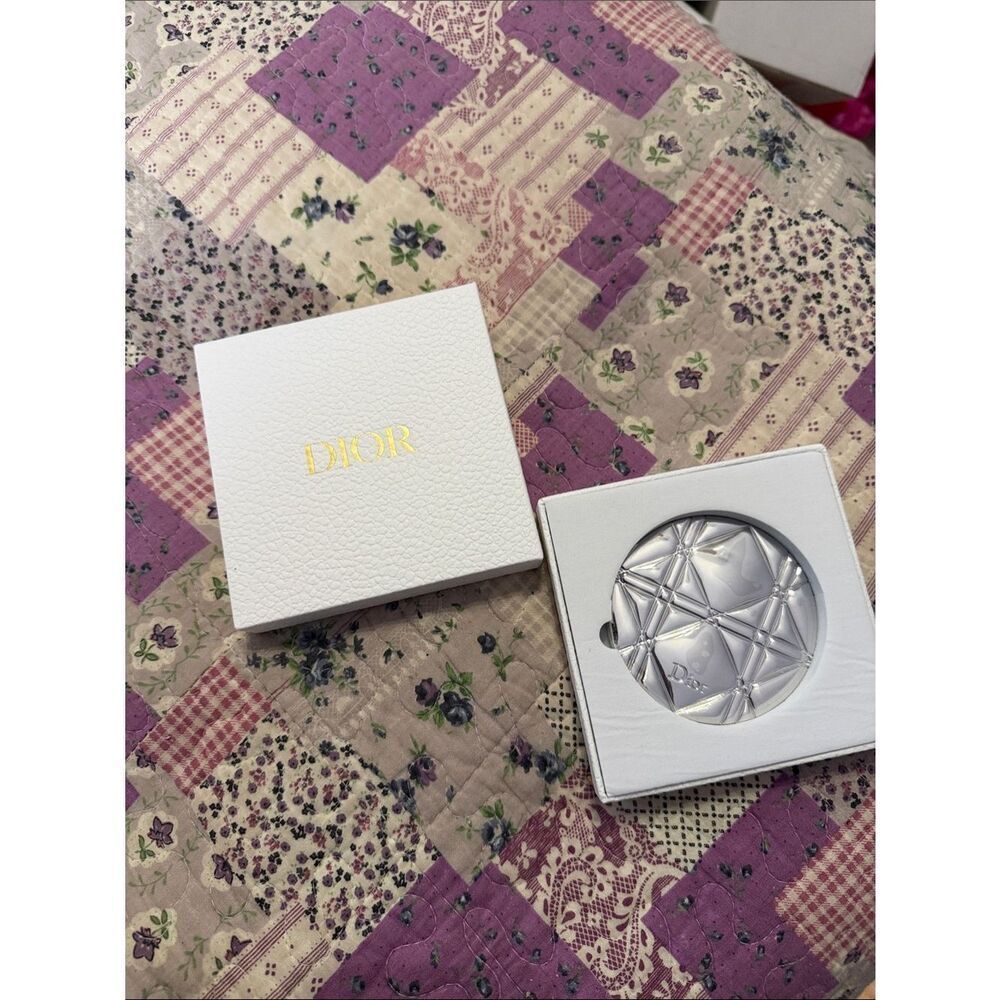 Dior Silver Geometric Star Compact Mirror in Box